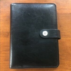 Black Leather Planner with Snap Closure